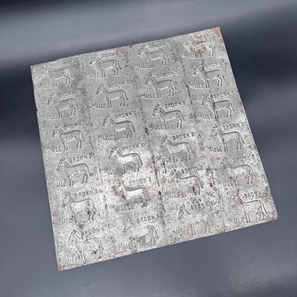 1920s Browns Mule Chewing Tobacco Tin Stamp Press Plate Advertising Rustic Decor - Picture 1 of 8